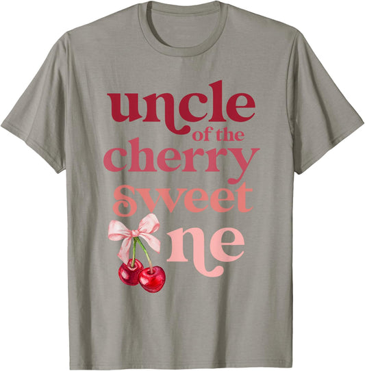 Uncle of the Cherry Sweet One Coquette First Birthday 1st T-Shirt - T-Shirt | Sand