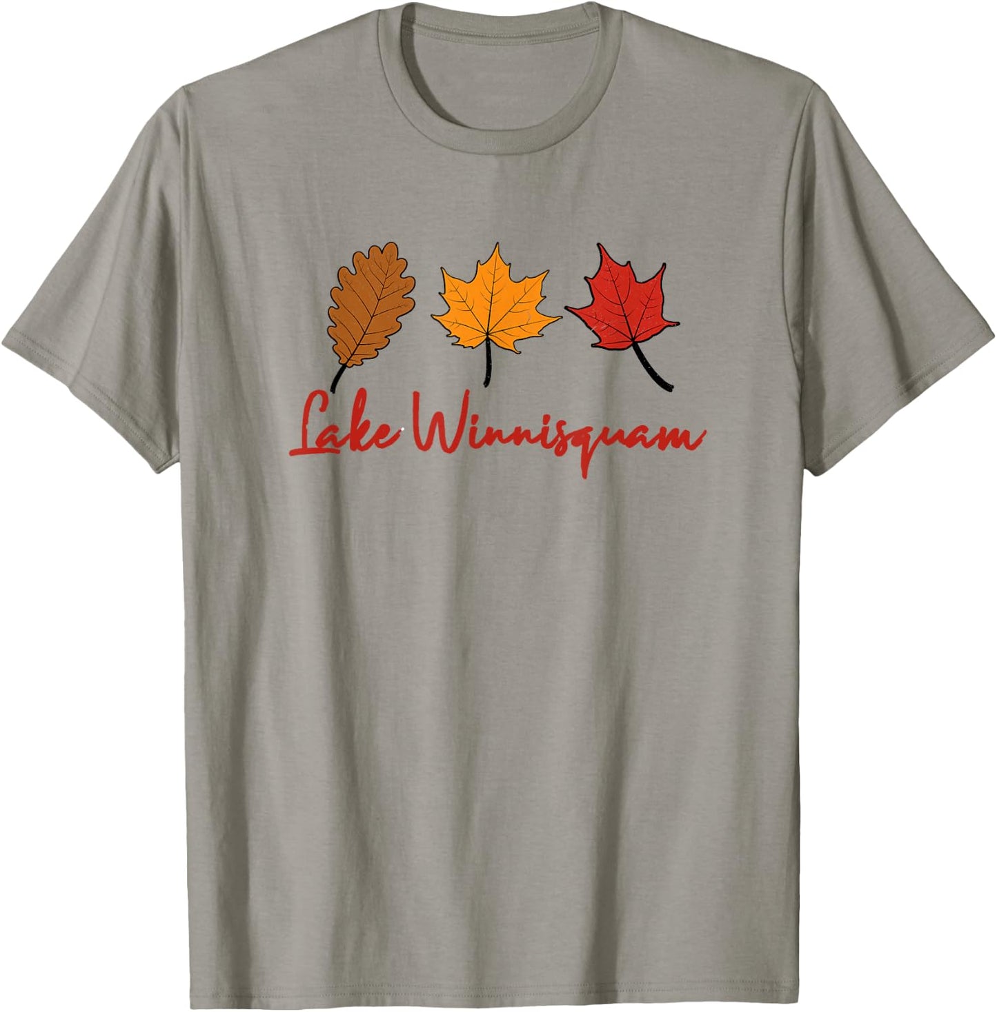 Lake Winnisquam Fall Foliage Autumn Leaf Peeping Oak Maple T-Shirt - T-Shirt | Sand
