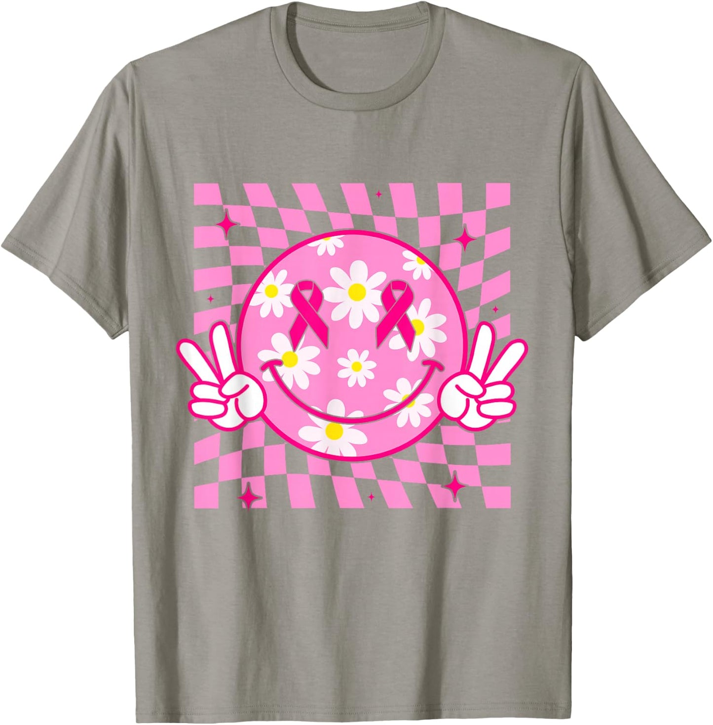 Breast Cancer Shirt Women Smile Face Breast Cancer Awareness T-Shirt - T-Shirt | Sand