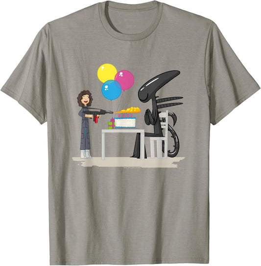 Aliens Happy Birthday Xen Cute Animated Big Chest Logo T-Shirt - T-Shirt | Sand
