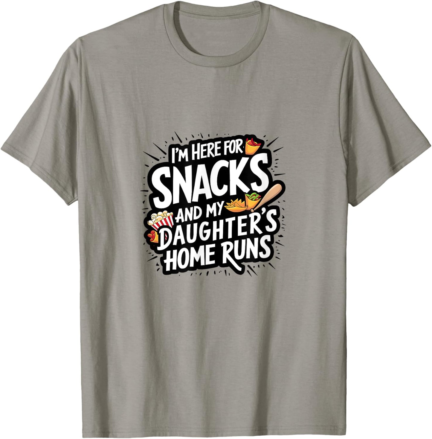 Softball Dad Snacks and Daughter Home Runs Funny T-Shirt - T-Shirt | Sand