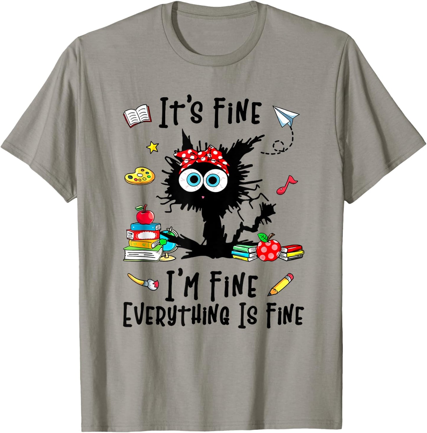 Teacher It's Fine I'm Fine Everything Is Fine Back To School Men Women Girls Kids T-Shirt - T-Shirt | Sand