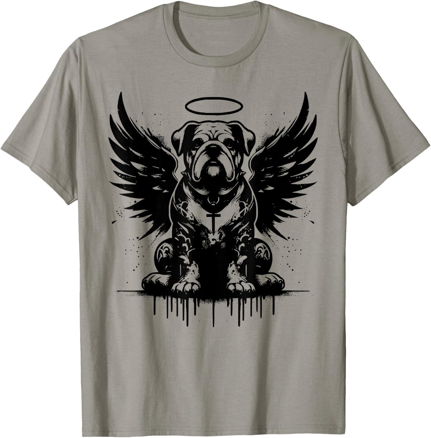 Bulldog With Wings Of An Angel Men Women T-Shirt - T-Shirt | Sand