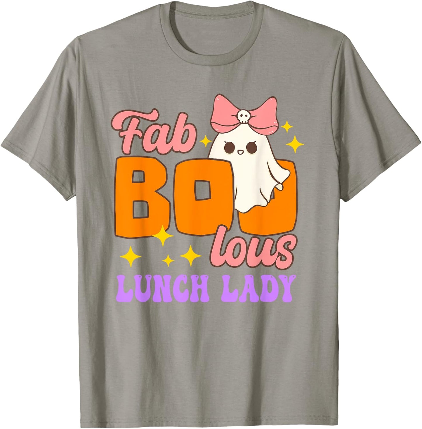 Cute Fab Boo Lous Lunch Lady Ghost Pumpkin Spooky Halloween T-Shirt - T-Shirt | Sand