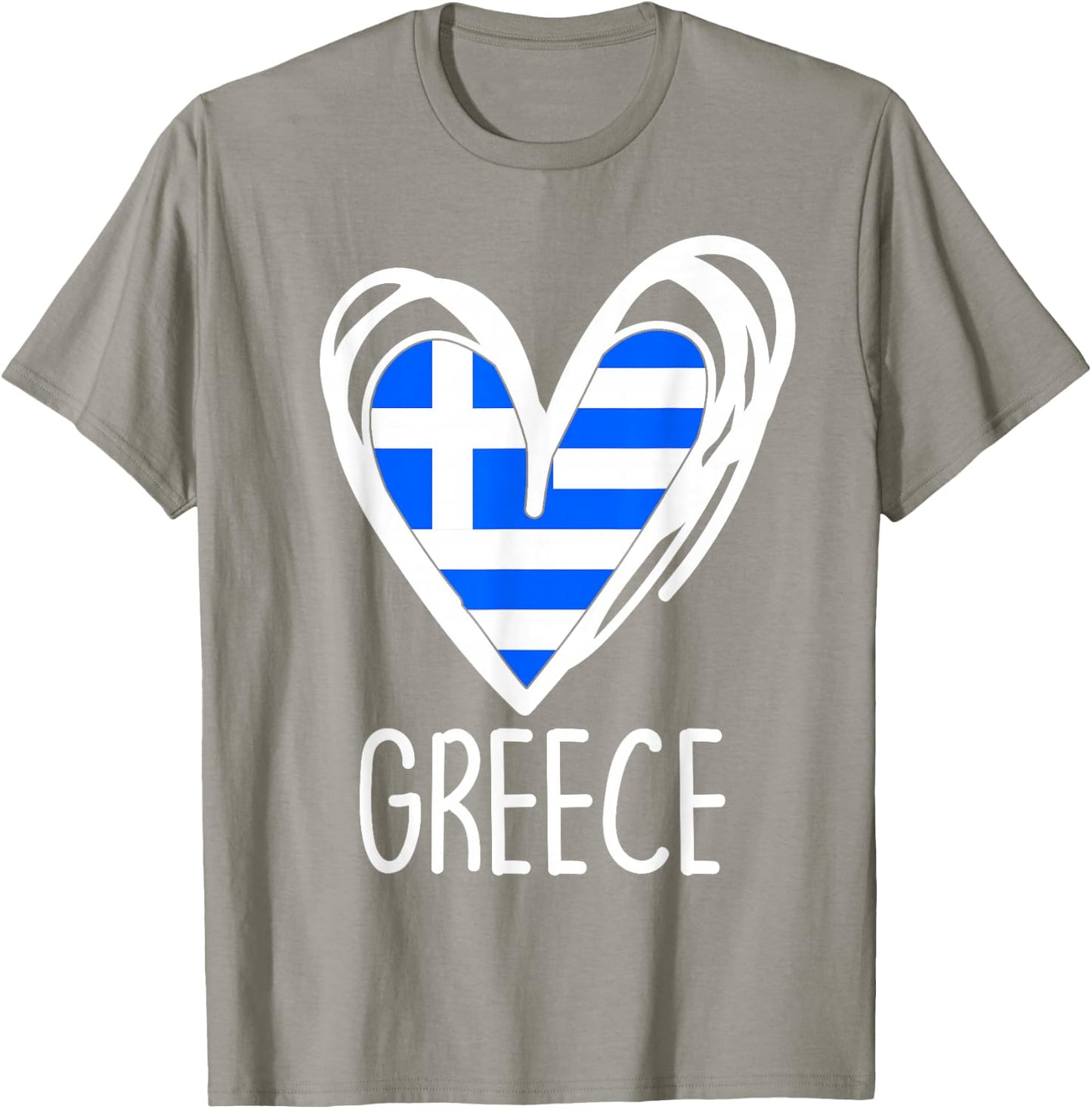 Greece Flag Heart Graphic Patriotic Greek Pride Kids Girl T-Shirt - T-Shirt | Sand