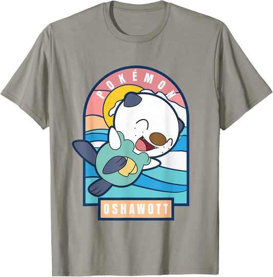 Pokémon Cute Happy Playful Oshawott Colorful Chest Poster T-Shirt - T-Shirt | Sand