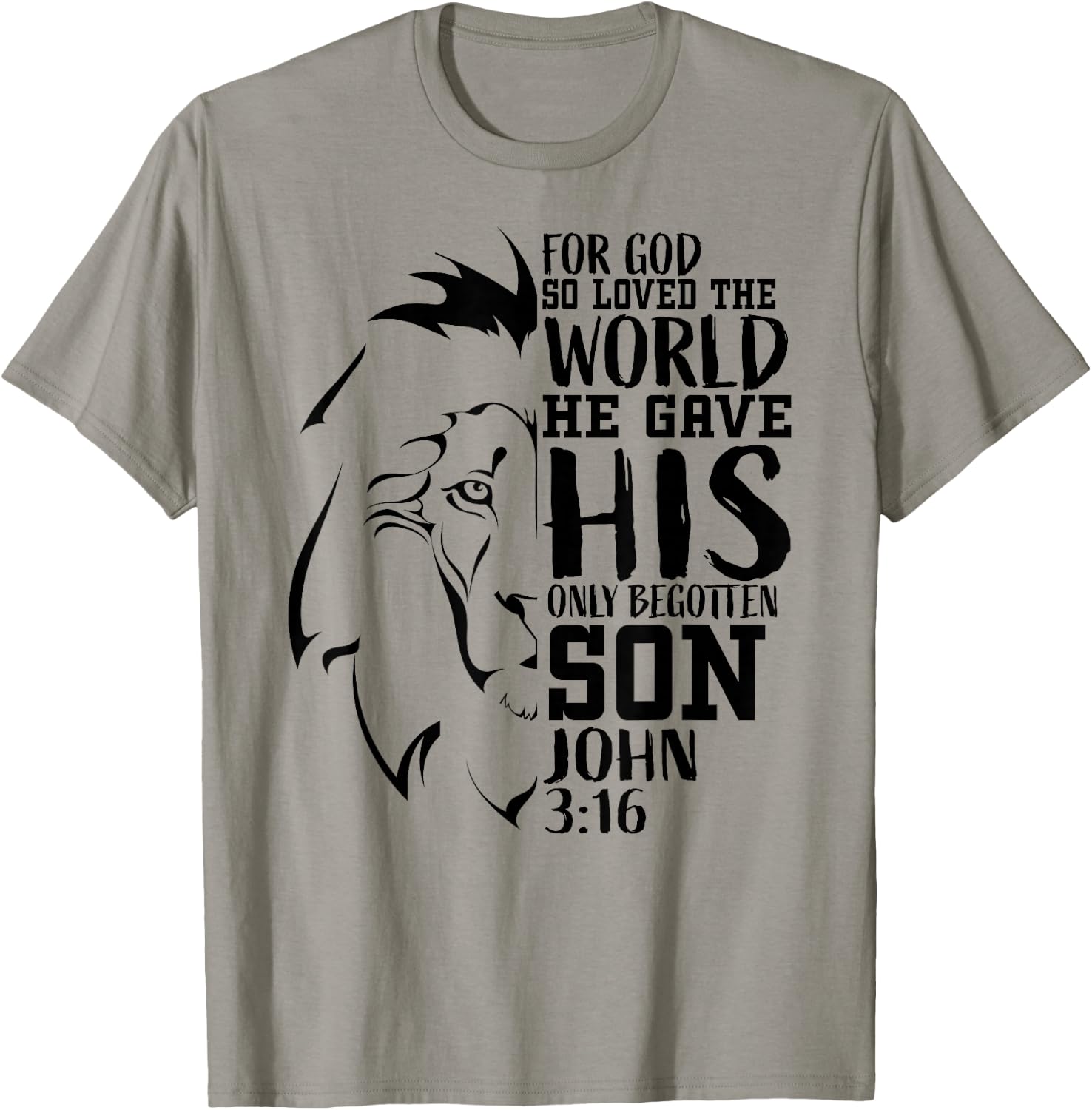 Christian Shirts Men Lion Bible Verse Shirt Gifts John 3:16 T-Shirt - T-Shirt | Sand