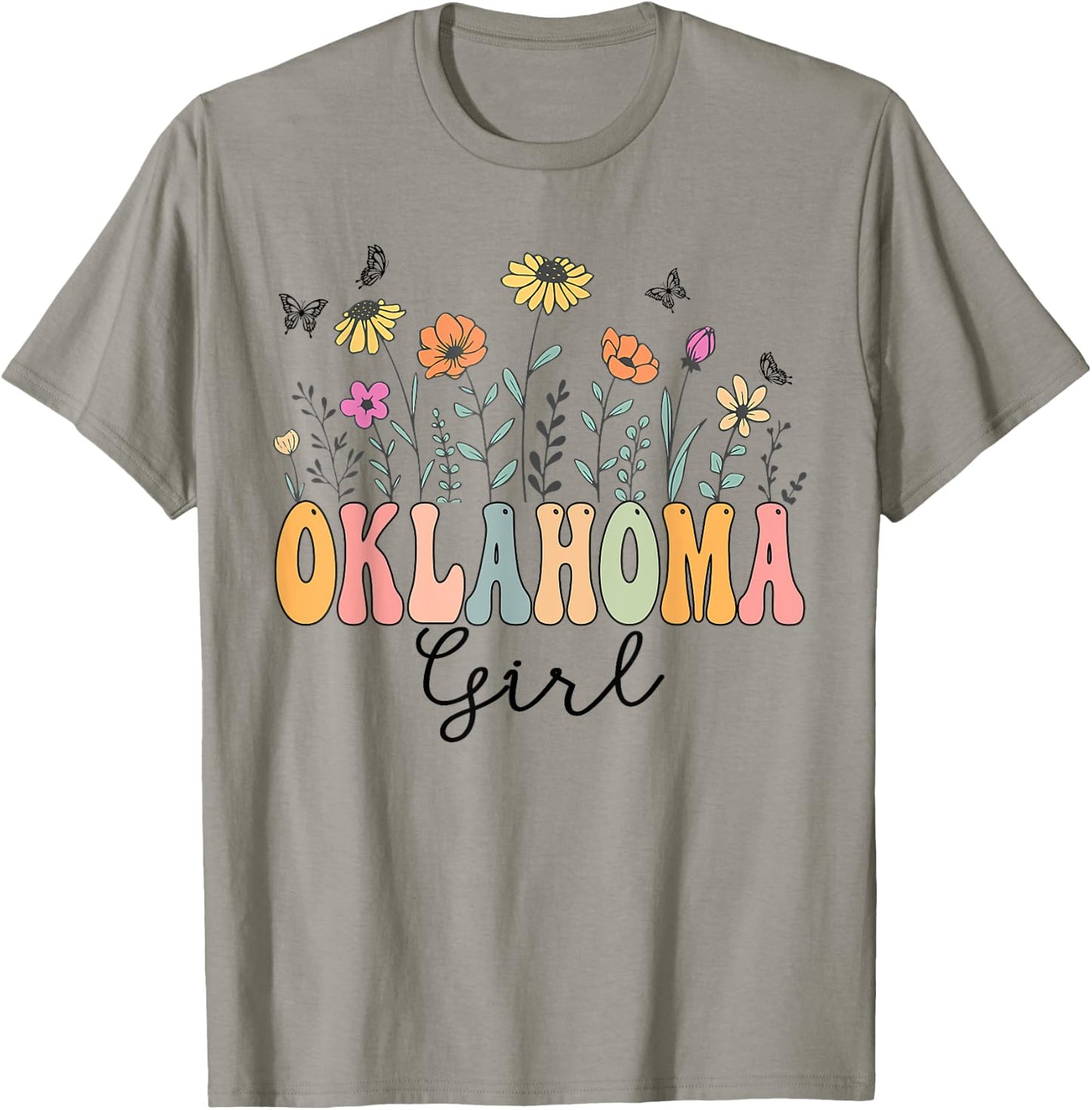 Oklahoma Girl Wildflower Groovy Oklahoma Lover T-Shirt - T-Shirt | Sand