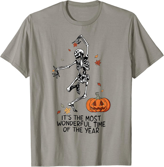It's The Most Wonderful Time Of The Year Skeleton Halloween T-Shirt - T-Shirt | Sand