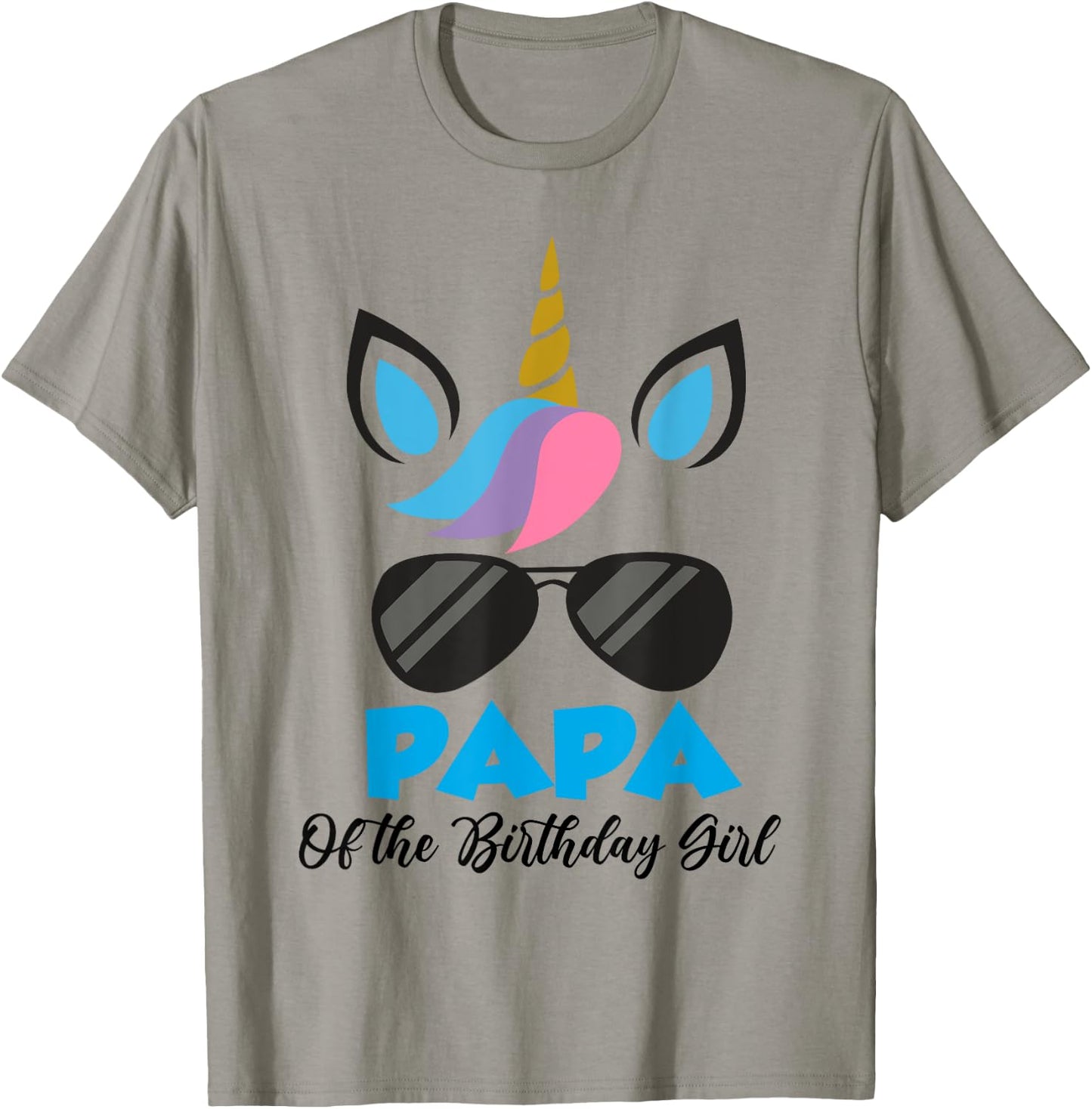 Unicorn Papa of the Birthday Girl Shirt Matching Party T-Shirt - T-Shirt | Sand