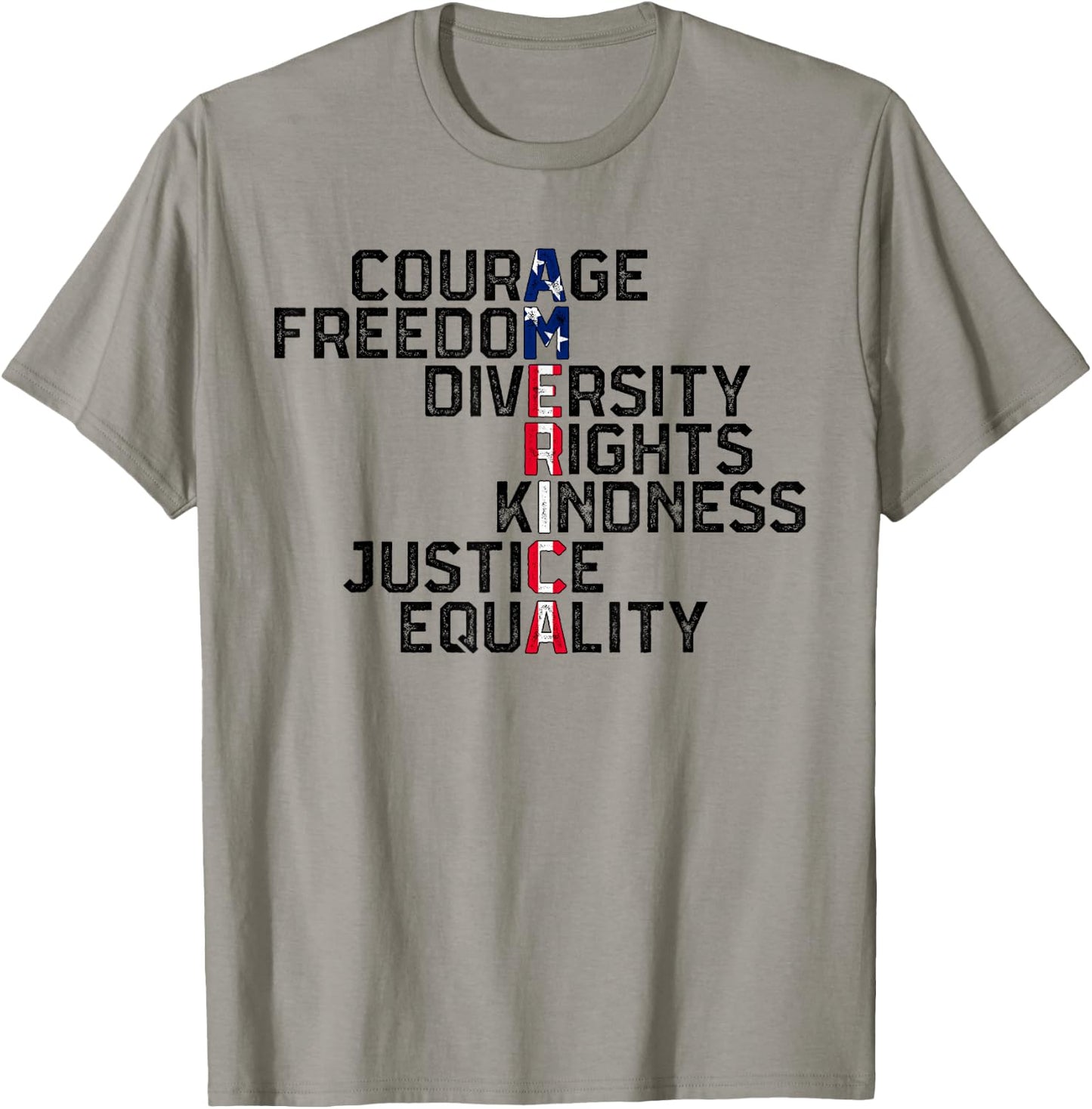 Courage Freedom Diversity Rights Kindness Justice Equality T-Shirt - T-Shirt | Sand