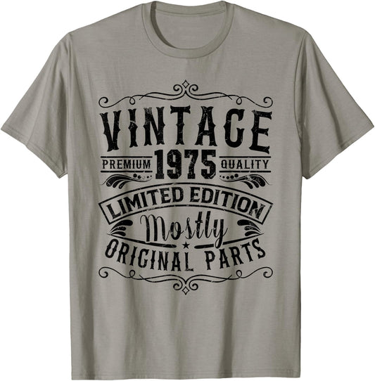 Born In 1975 Vintage Mostly Original Parts Funny Birthday T-Shirt - T-Shirt | Sand