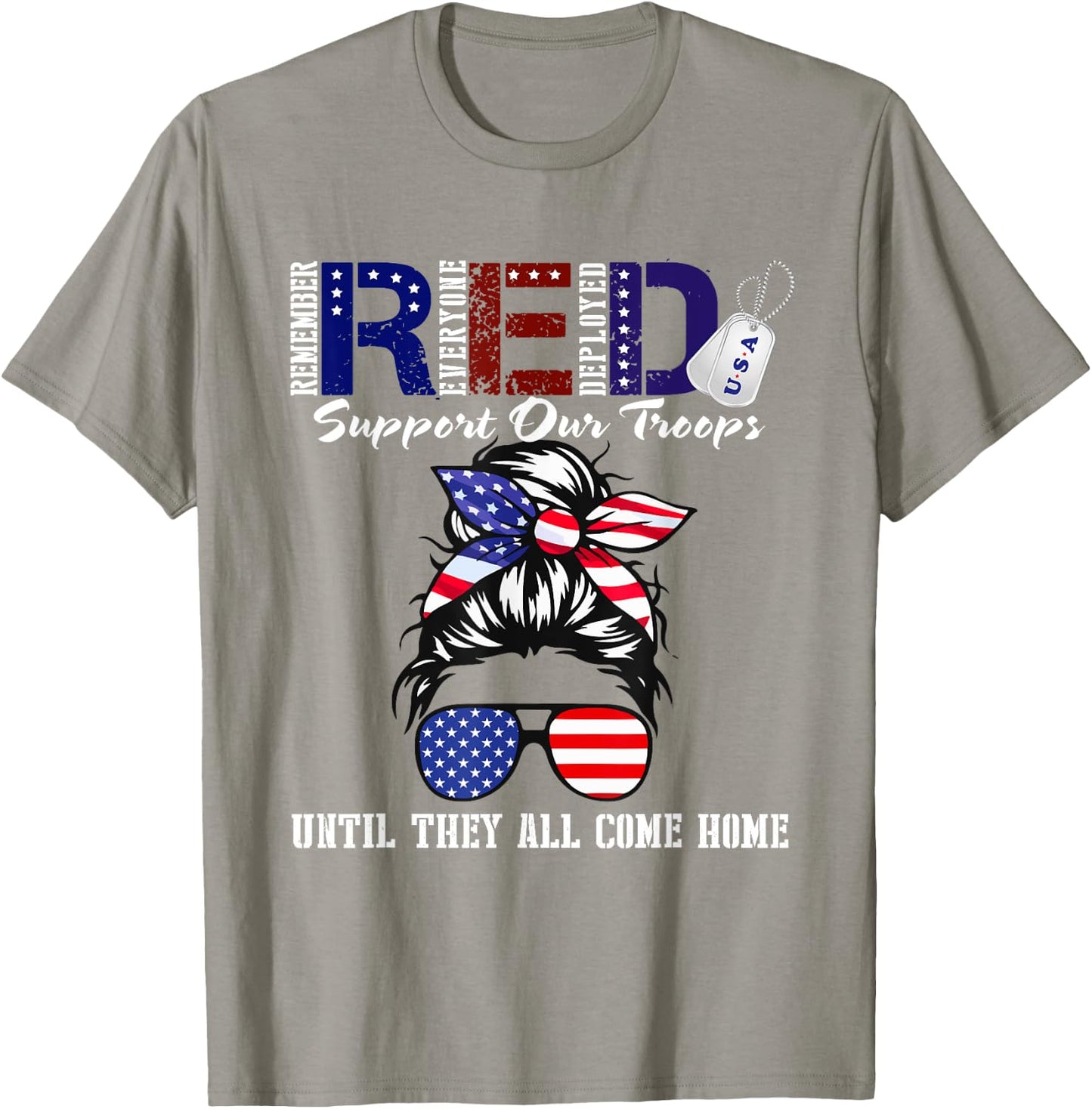 On Friday We Wear Red Military Support Troops Red US Flag T-Shirt - T-Shirt | Sand