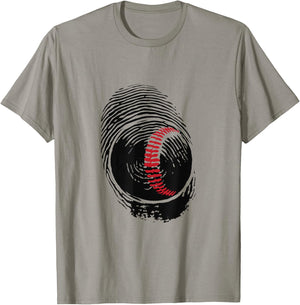 Baseball Fingerprint Cool Baseball Fan and Player Graphic T-Shirt - T-Shirt | Sand