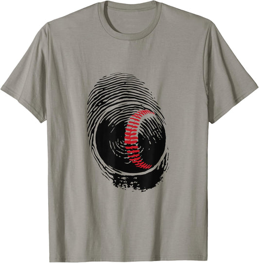 Baseball Fingerprint Cool Baseball Fan and Player Graphic T-Shirt - T-Shirt | Sand