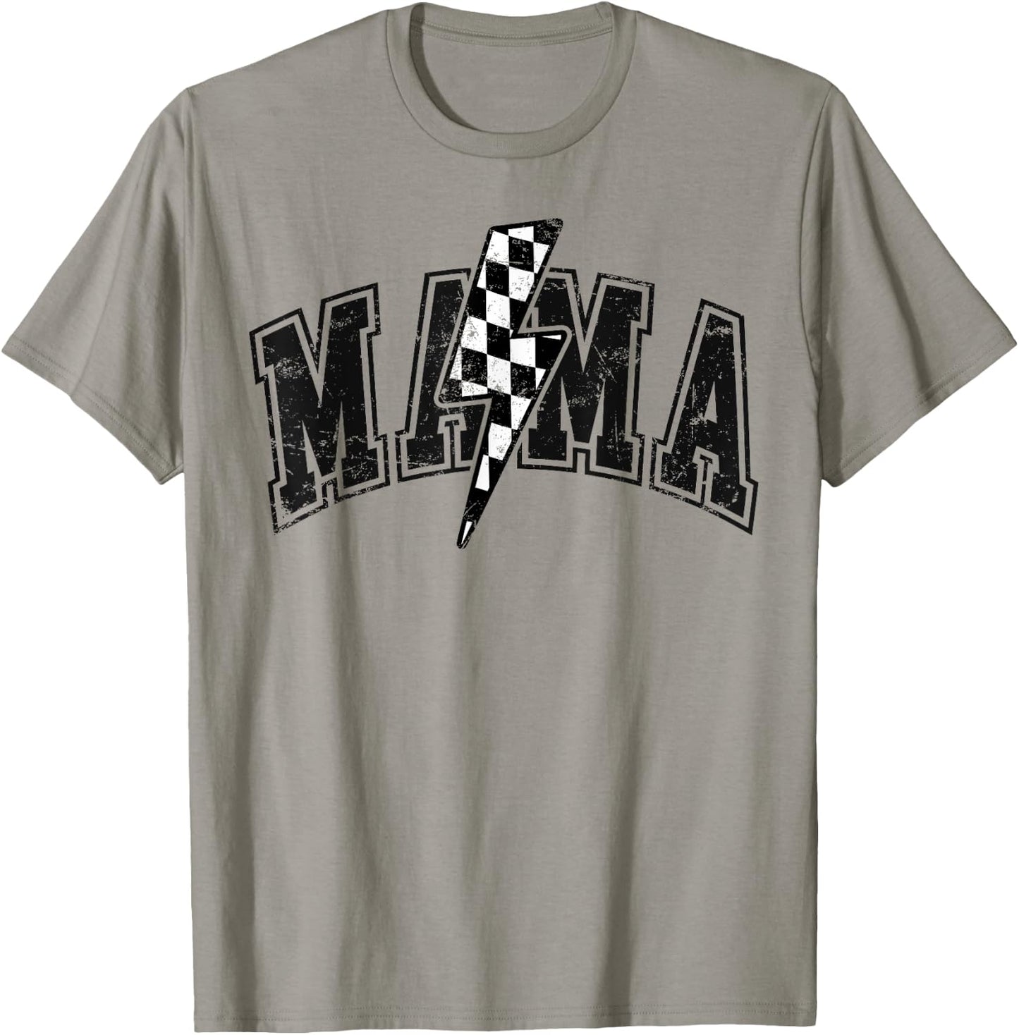 Mama Lightning Bolt Checkered Mother's Day Varsity For Mom T-Shirt - T-Shirt | Sand