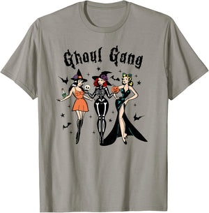 Ghoul Gang Retro Pin Up Halloween Witches Party Men Women Kids T-Shirt - T-Shirt | Sand
