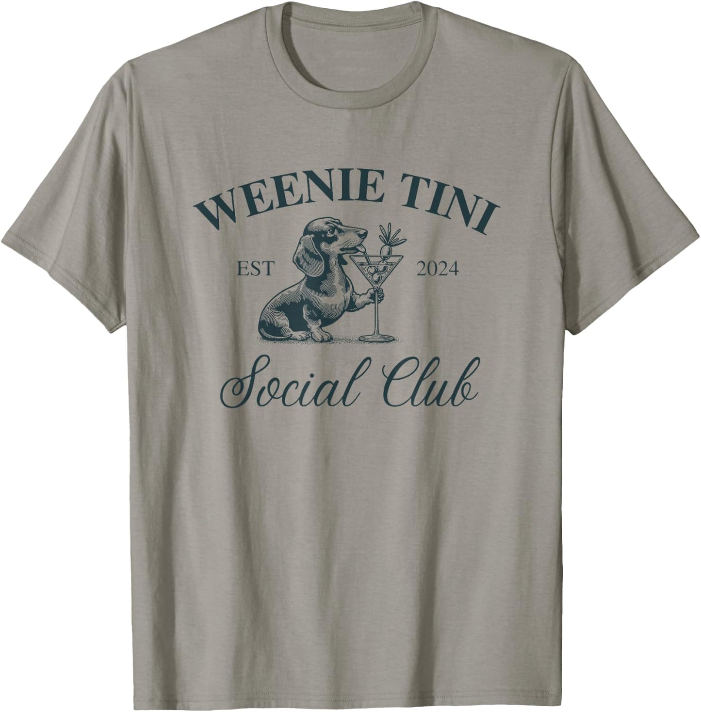 Dachshund Weenie Tini Social Club T-Shirt - T-Shirt | Sand
