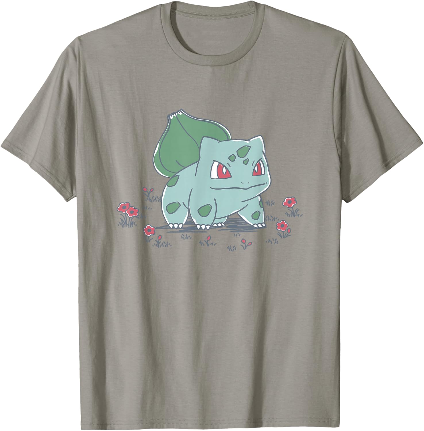 Pokémon Bulbasaur Standing In Flower Garden Retro Sketch T-Shirt - T-Shirt | Sand