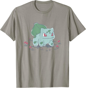 Pokémon Bulbasaur Standing In Flower Garden Retro Sketch T-Shirt - T-Shirt | Sand