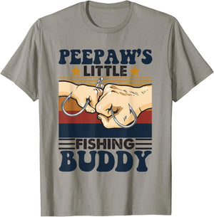 Peepaw's Little Fishing Buddy Funny Fishing Partner T-Shirt - T-Shirt | Sand