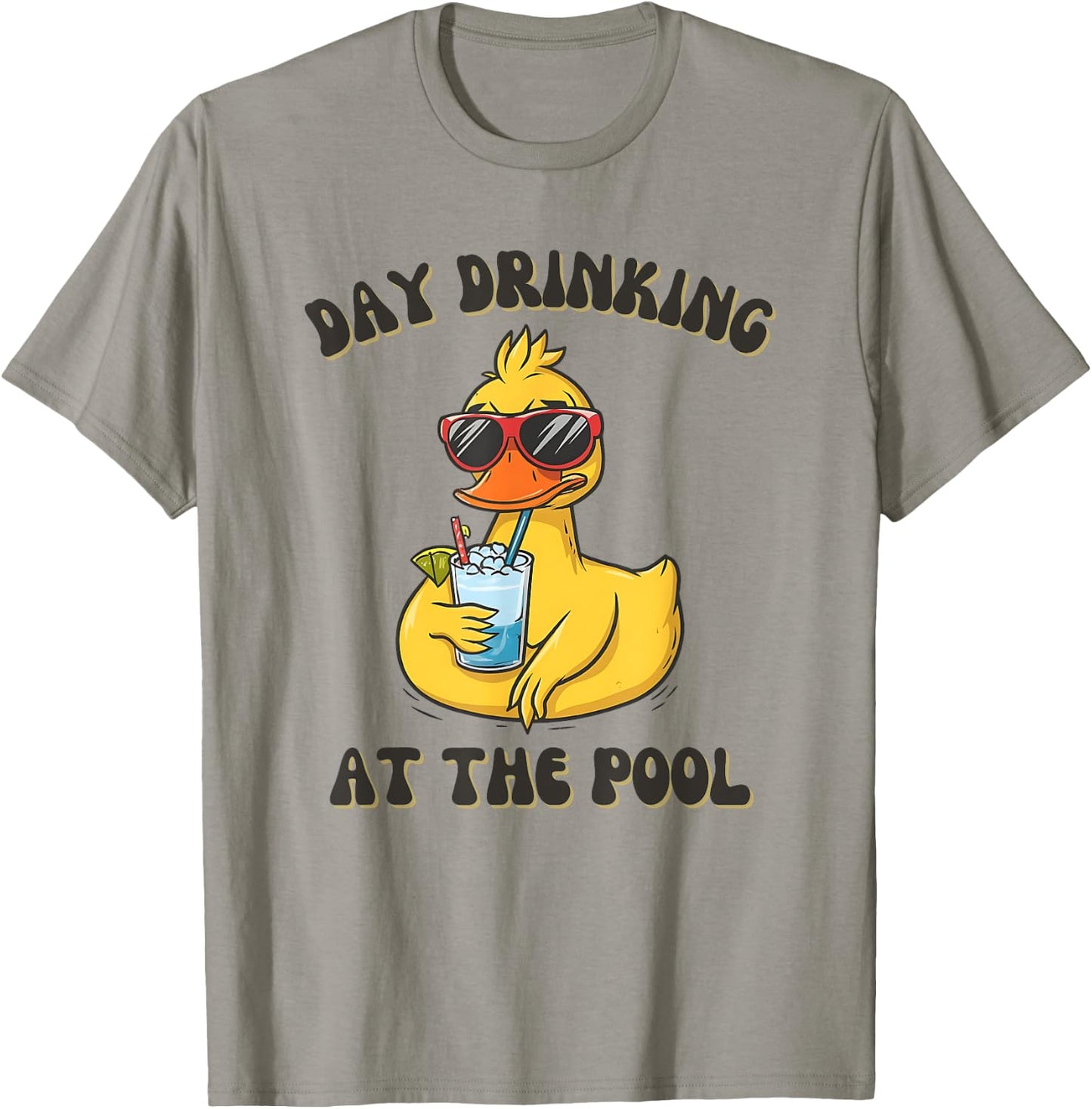 Funny Duck Swimming Pool Vacation Day Drinking At The Pool T-Shirt - T-Shirt | Sand