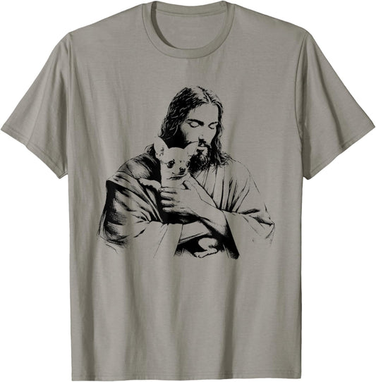 Jesus Chihuahua Dog - Funny Christian Religious Dog Lover T-Shirt - T-Shirt | Sand