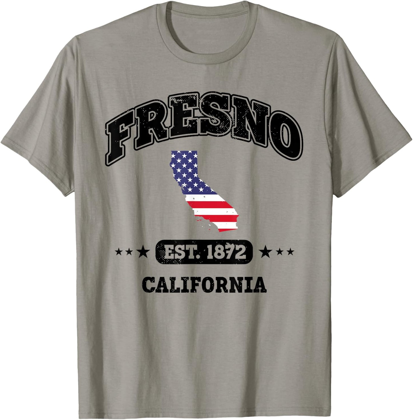 Fresno California CA Throwback USA Flag T-Shirt - T-Shirt | Sand