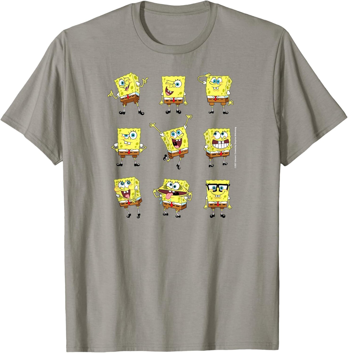 SpongeBob SquarePants - Different Poses Character Grid T-Shirt - T-Shirt | Sand
