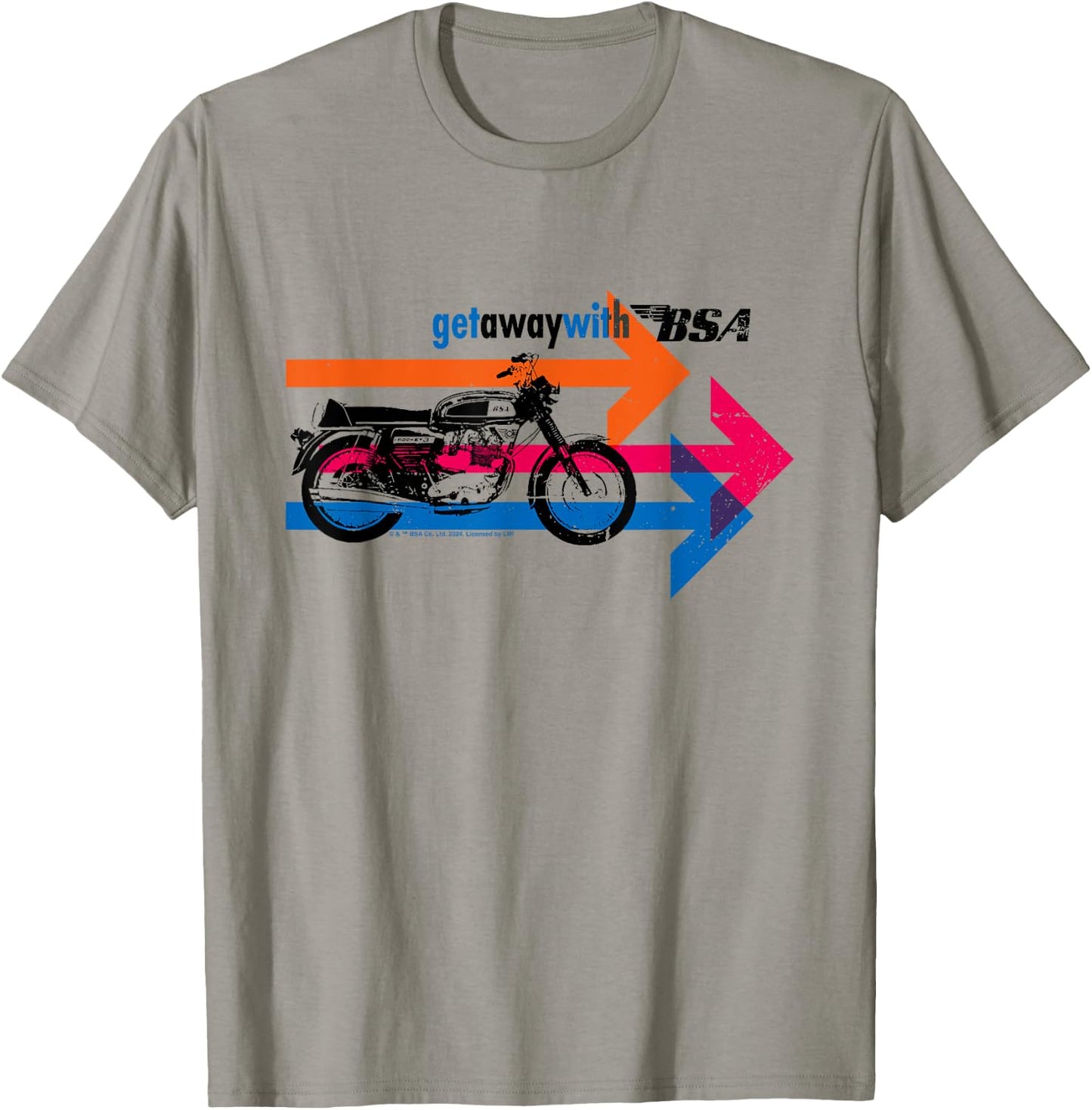 BSA Rocket 3 Motorcycle Retro 70's Arrow Ad T-Shirt - T-Shirt | Sand