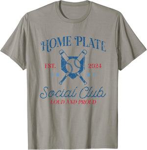 Vintage Baseball Home Plate Social Club T-Shirt - T-Shirt | Sand