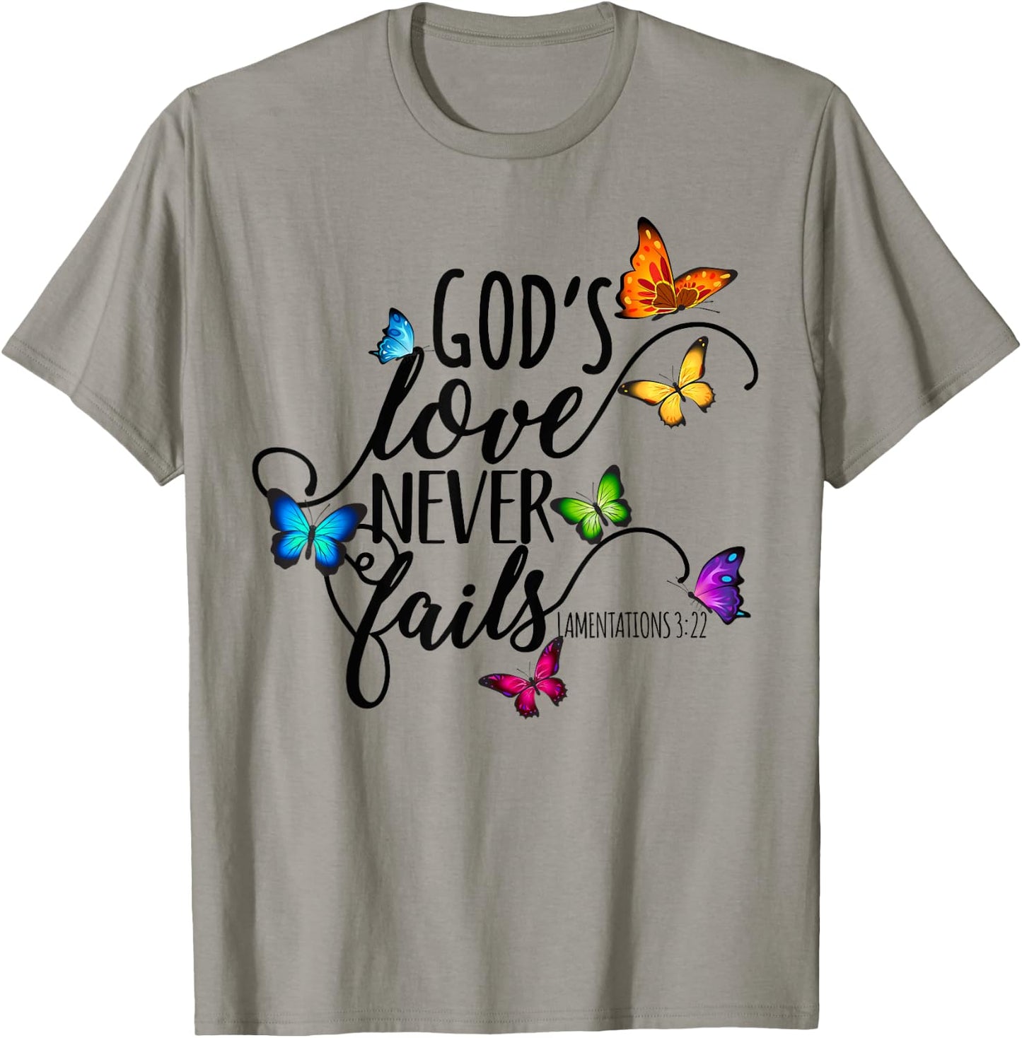 God's Love Never Fails - Butterfly Art - Religious T-Shirt - T-Shirt | Sand