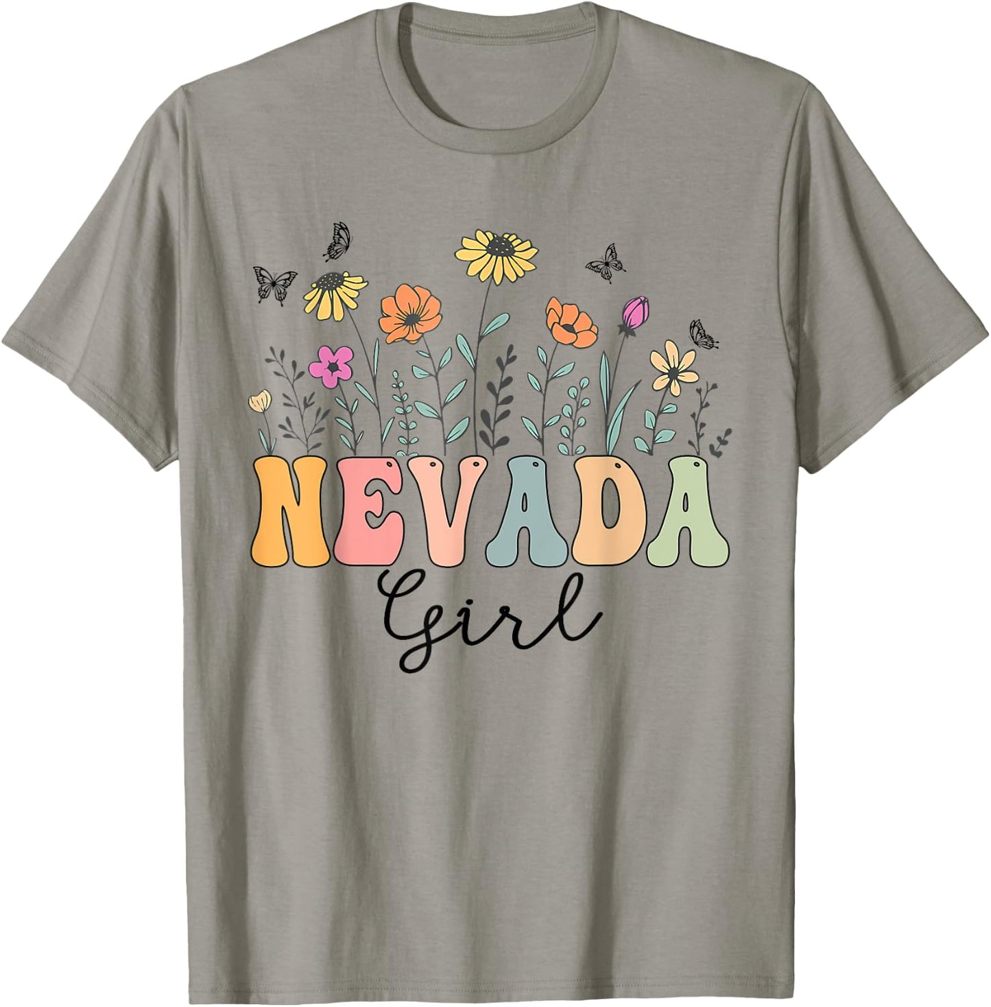 Nevada Girl Wildflower Groovy Nevada Lover T-Shirt - T-Shirt | Sand