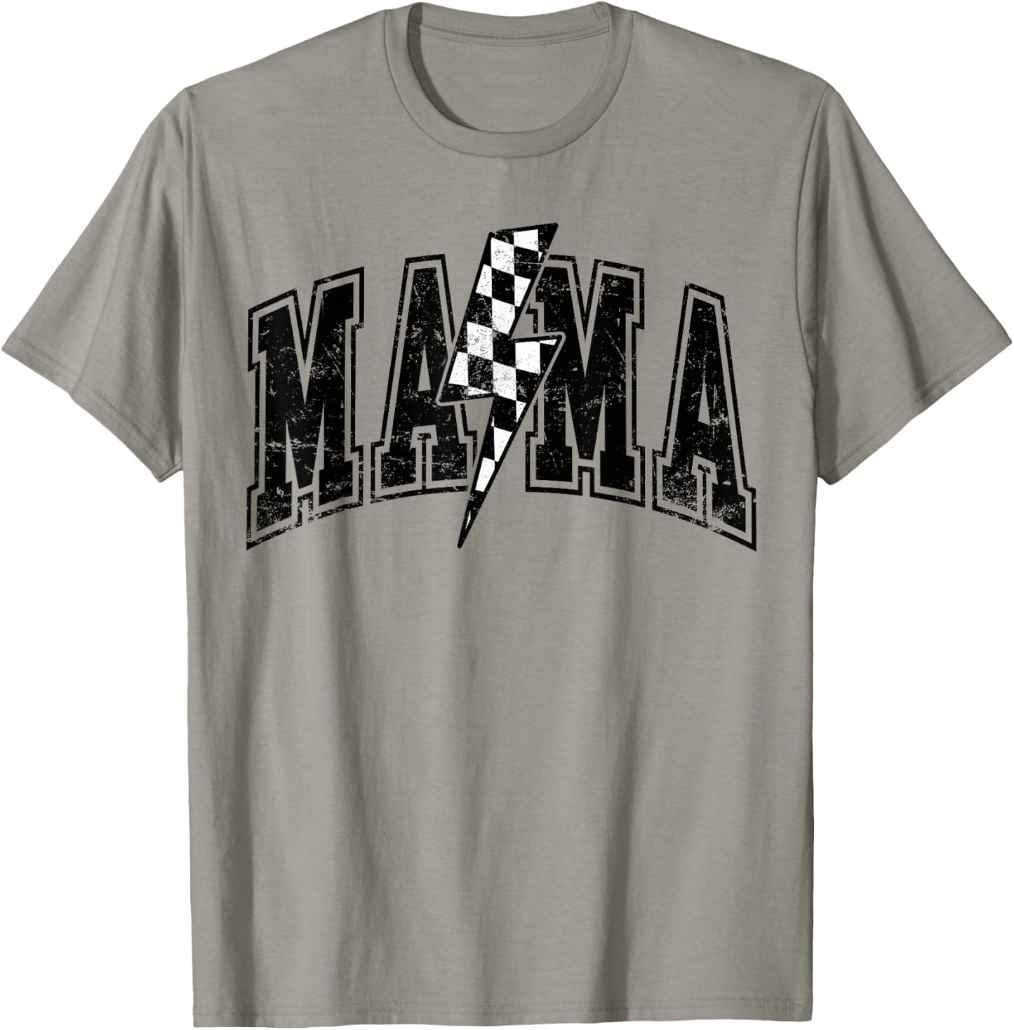 Mama Lightning Bolt Checkered Varsity For Mom Women T-Shirt - T-Shirt | Sand