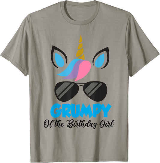 Unicorn Grumpy of the Birthday Girl Shirt Matching Party T-Shirt - T-Shirt | Sand