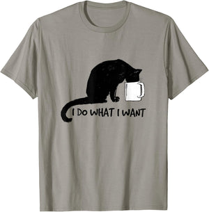 Black Cat Do What I Want Red Cup Funny My Cat T-Shirt - T-Shirt | Sand