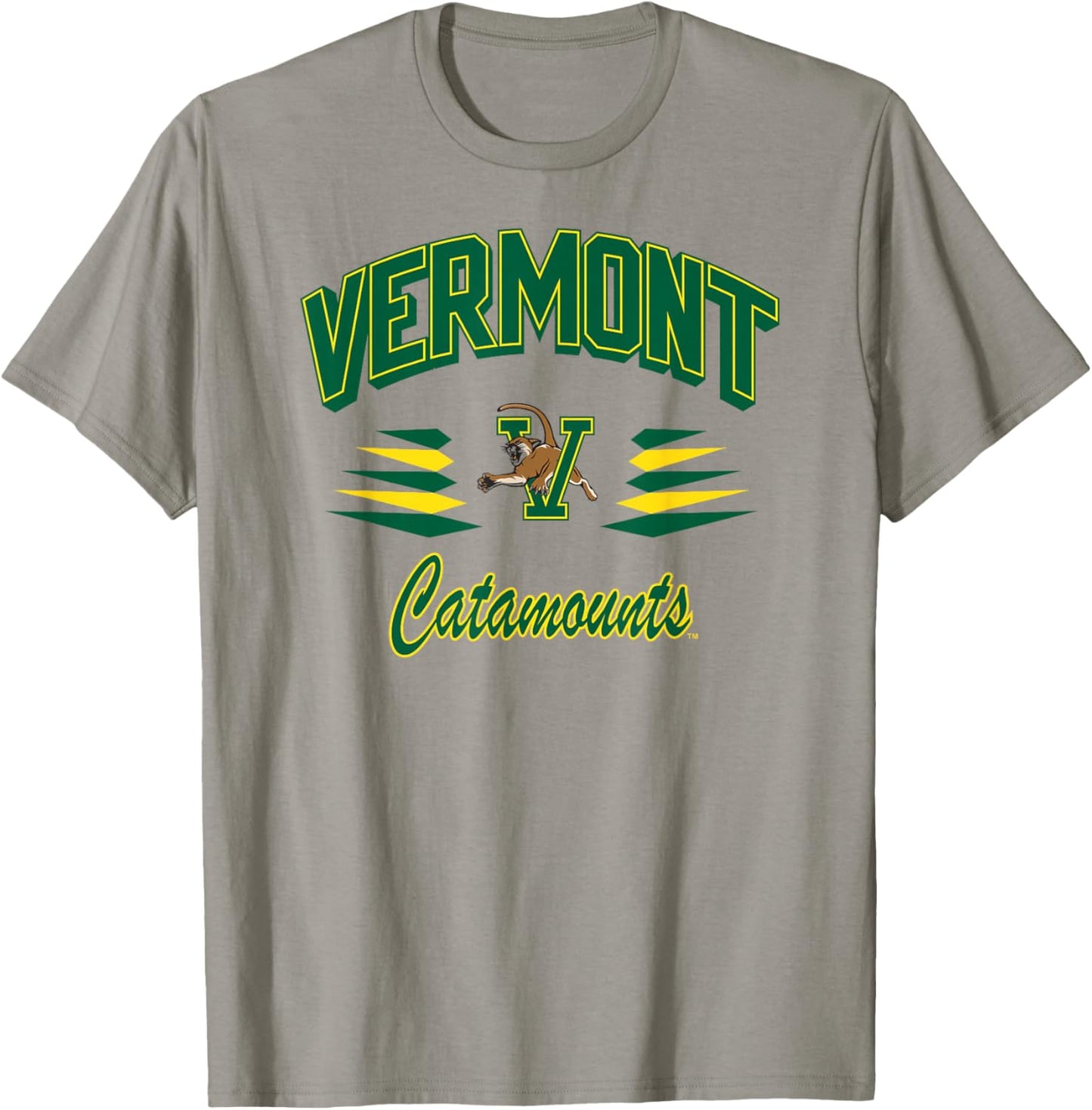 Vermont Catamounts Retro Diamond White Officially Licensed T-Shirt - T-Shirt | Sand