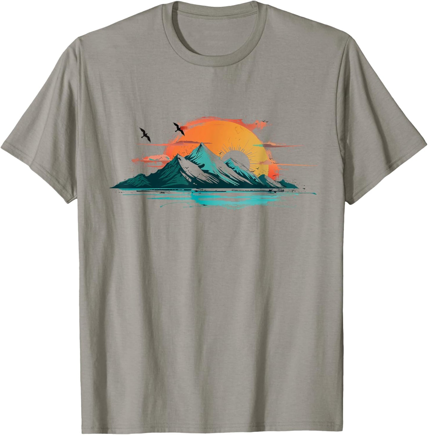 Abstract Mountain Landscape at Sunset T-Shirt - T-Shirt | Sand