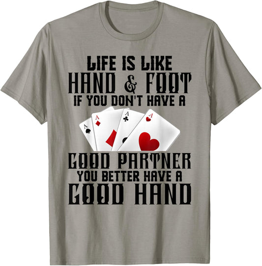 Hand & Foot King Card Game Set Score Sheets Hand and Foot T-Shirt - T-Shirt | Sand