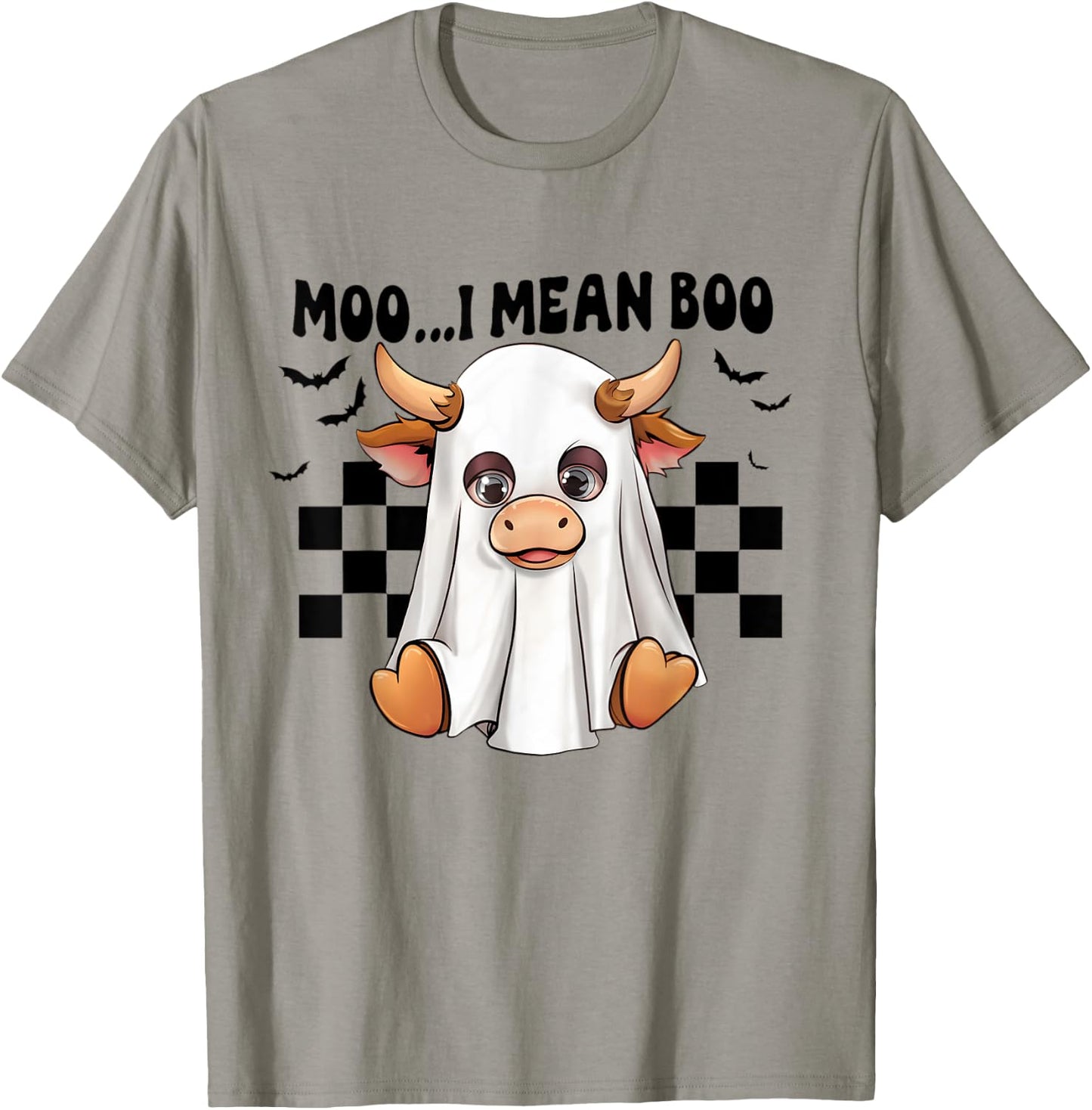 Moo I Mean Boo Ghost Cow Funny Halloween Costume Cow Lover T-Shirt - T-Shirt | Sand