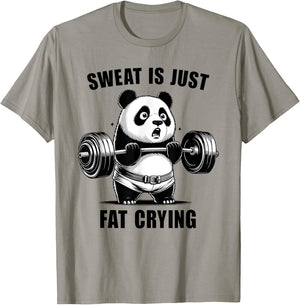 Panda Sweat Is Just Fat Crying Funny Panda Gym Lover T-Shirt - T-Shirt | Sand