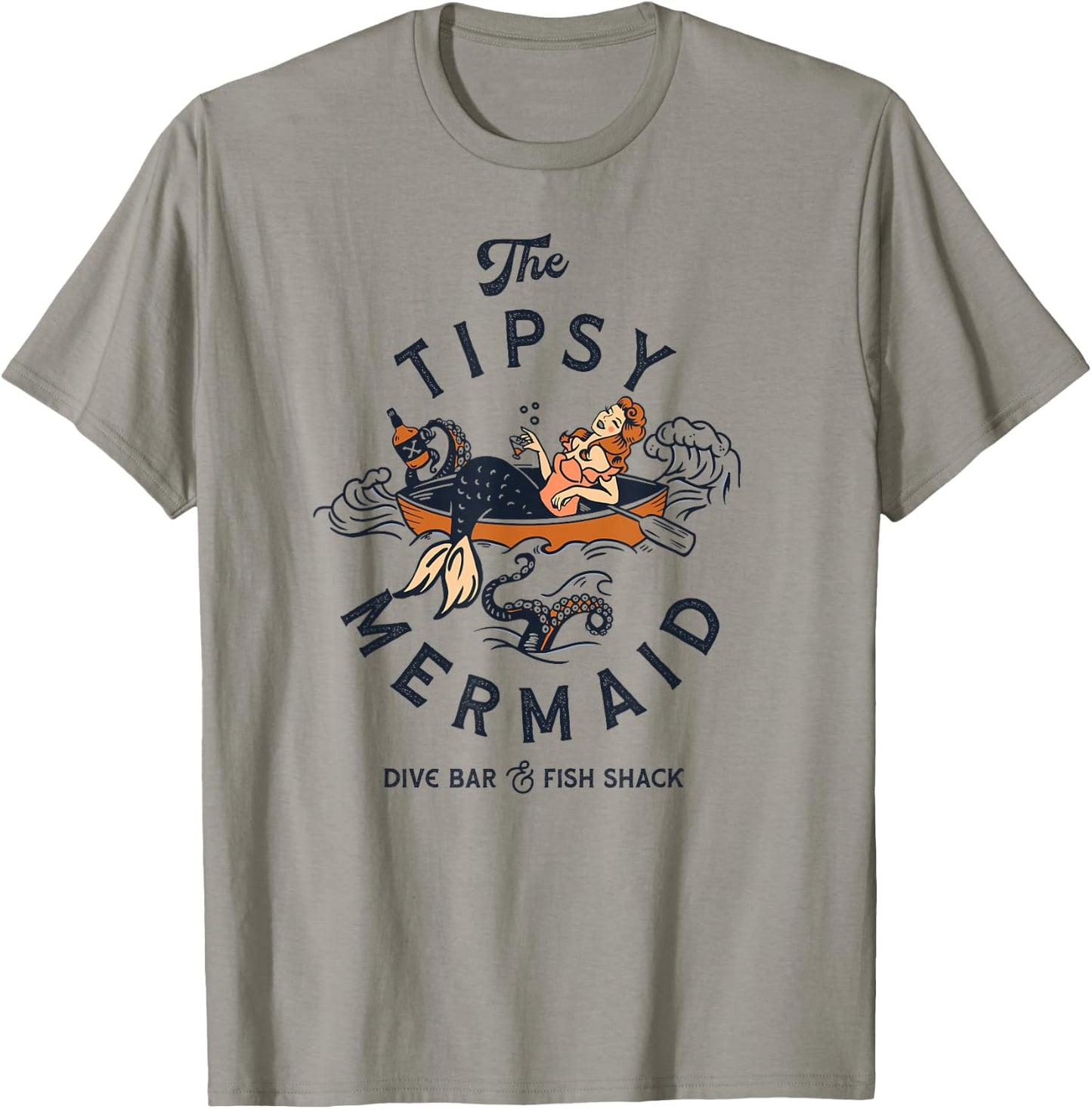 The Tipsy Mermaid Funny Whiskey Drinking Party Tattoo Pinup T-Shirt - T-Shirt | Sand