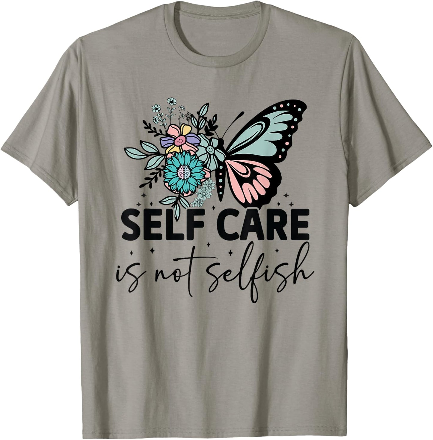 Groovy Self-Care Is Not Selfish Vintage Hippie T-Shirt - T-Shirt | Sand