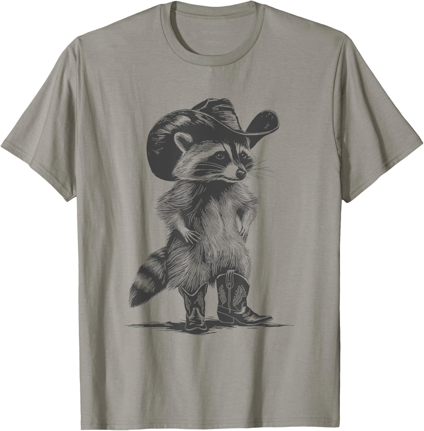 Racoon Cowboy Funny Racoon Graphic Meme Men Women T-Shirt - T-Shirt | Sand