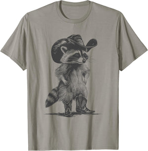 Racoon Cowboy Funny Racoon Graphic Meme Men Women T-Shirt - T-Shirt | Sand