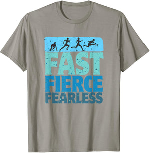 Fast Fierce Fearless Track And Field Lover Hurdles Hurlder T-Shirt - T-Shirt | Sand