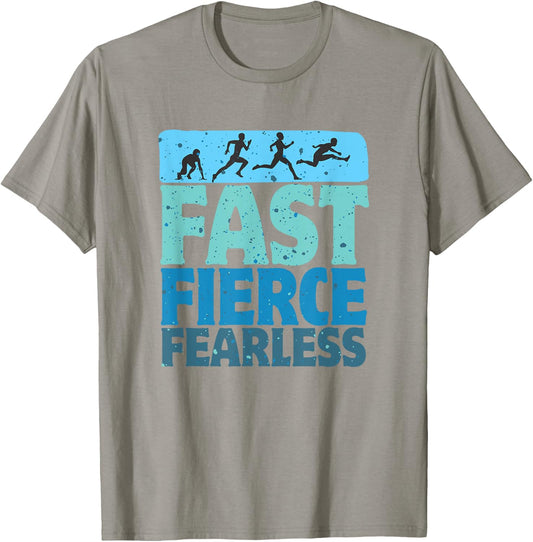Fast Fierce Fearless Track And Field Lover Hurdles Hurlder T-Shirt - T-Shirt | Sand