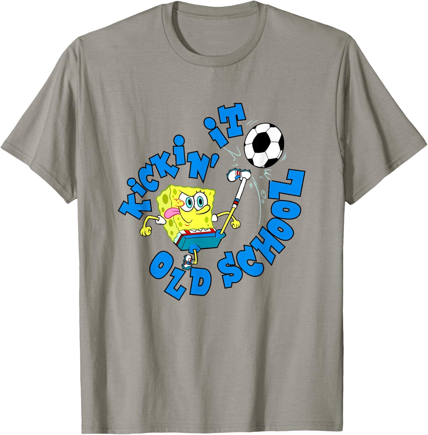 SpongeBob SquarePants Kickin' It Old School Playing Soccer T-Shirt - T-Shirt | Sand