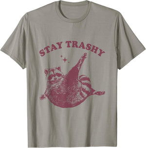 Stay Trashy Raccoon Lover Humor Vintage Funny Racoon T-Shirt - T-Shirt | Sand
