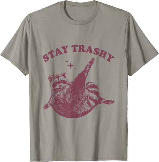 Stay Trashy Raccoon Lover Humor Vintage Funny Racoon T-Shirt - T-Shirt | Sand